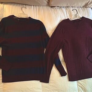 Cotton & Wool blend 🐑🙌🏼 Two for one! 1901 Burgundy & Navy Crewneck Sweaters